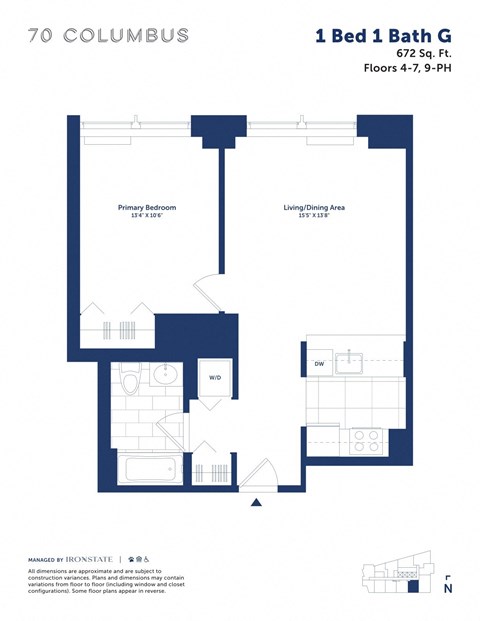 this floor plan is an approximation of a 1 bedroom unit and shows the floor plan